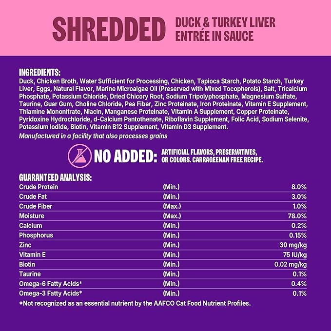 Wellness CORE Signature Selects Shredded Adult Canned Wet Cat Food, Natural, Protein Rich, Grain Free, Duck and Turkey Liver Entrée Recipe, 5.3 oz, Pack of 12 Cans