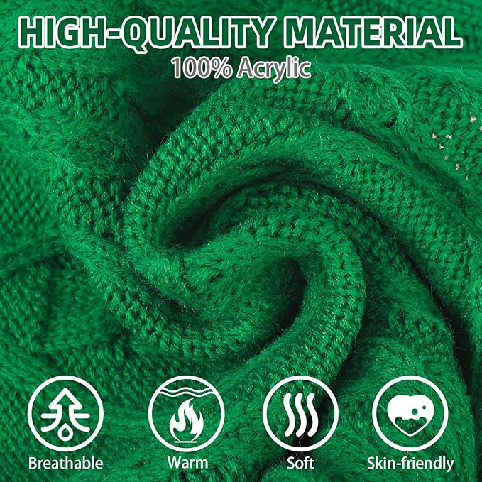 PUPTECK Winter Cat Sweater Coat - Soft Warm Cold Weather Clothes Knitwear for Kittens & Small Dogs Indoor Outdoor Wearing, Knitted Classic for Doggies Kitties Girls Boys, Green, S