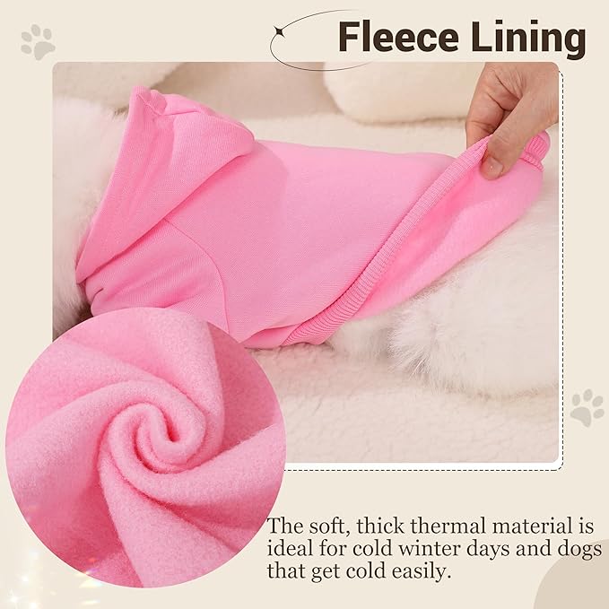 Pet Hoodie Dog Sweater for Small Dogs Girl Boy, Winter Puppy Sweatshirts with Pockets Hood, Warm Fleece Lined Dog Clothes Chihuahua Coat Clothing Puppy Cat Custume, Large