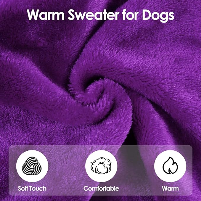 Turtleneck Sweater Coat for Cat, Sphynx Clothes Pajamas for Cats Only, Kitten Fleece Pullover Sweaters with Sleeves, Pet Warm Jumpsuit Sweatshirt for Cold Weather, Dark Purple XL