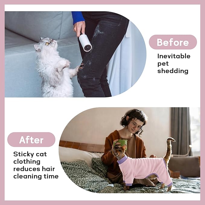 PUMYPOREITY Cat Behavior Control Sweater – Stops Licking & Over-Grooming, Anti-Anxiety Shirt, Escape-Proof, Breathable Pet Clothing for Shedding & Skin Protection, LightPink, M