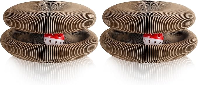 Cat Scratching Pads, C-Shape Magic Organ Interactive Cat Toy, Reversible Cat Scratch Furniture Protector, Brown Routine, 2 Pcs