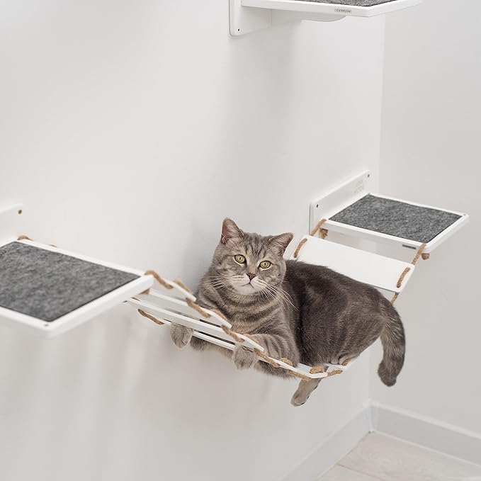 Wood Cat Bridge Cat Steps Cat Bed Wall Cat Toy Rustic Cat Tree Wall Decor Cat Lover Gift New Home Gift Cat Furniture Wall (White, Bridge)