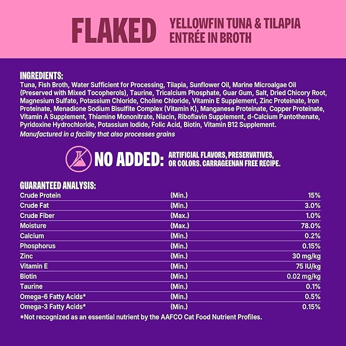 Wellness CORE Signature Selects Flaked Adult Canned Wet Cat Food, Natural, Protein Rich, Grain Free, Yellowfin Tuna and Tilapia Entrée Recipe, 2.8 oz, Pack of 12 Cans