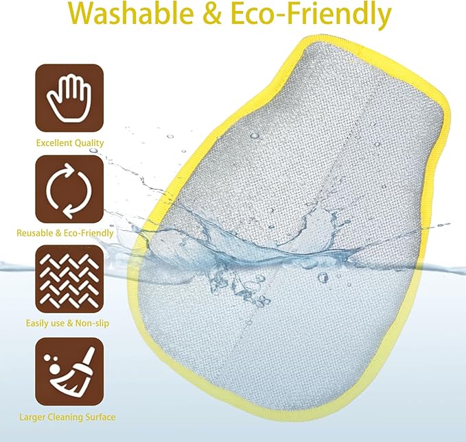 VINGER Pet Hair Removal Glove for Cats & Dogs, Electrostatic Pet Hair Gloves with Adjustable Wristband, Five-Finger Magic Brush Remover Tool for Laundry, Carpet, Couch, Car Seats & Clothing (Yellow)