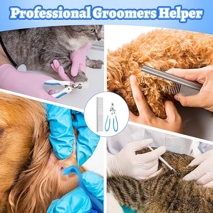 Ferraycle 14 in 1 Pet Grooming Hammock for Dogs Cats, Dog Grooming Sling, Cat Nail Trimming Kit, Restraint Bag with Clipper File for Nail Trimming Ear Cleaning Bathing Small Pets(Blue)