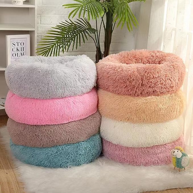 Nisrada Dog Bed for Small Medium Large Dogs, 24 inch Calming Dogs Bed, Washable-Round Cozy Soft Pet Bed for Puppy and Kitten with Slip-Resistant Bottom