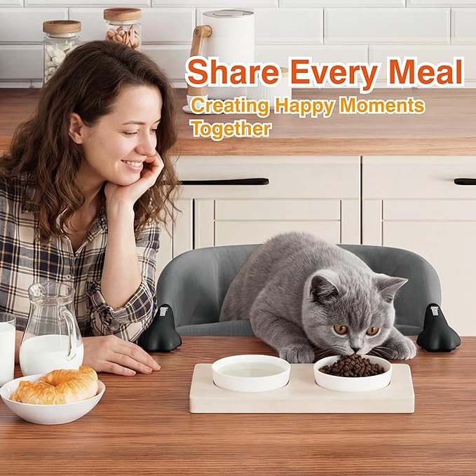Cat Desk Bed for Large Cats 50 lbs Heavy Duty Cat Bed for Desk Attachment with Paw Design Extra-Sturdy Dog Chair Dual-Sided Mat Waterproof Easy Assembly for Gaming Desk Kitchen Island Gray
