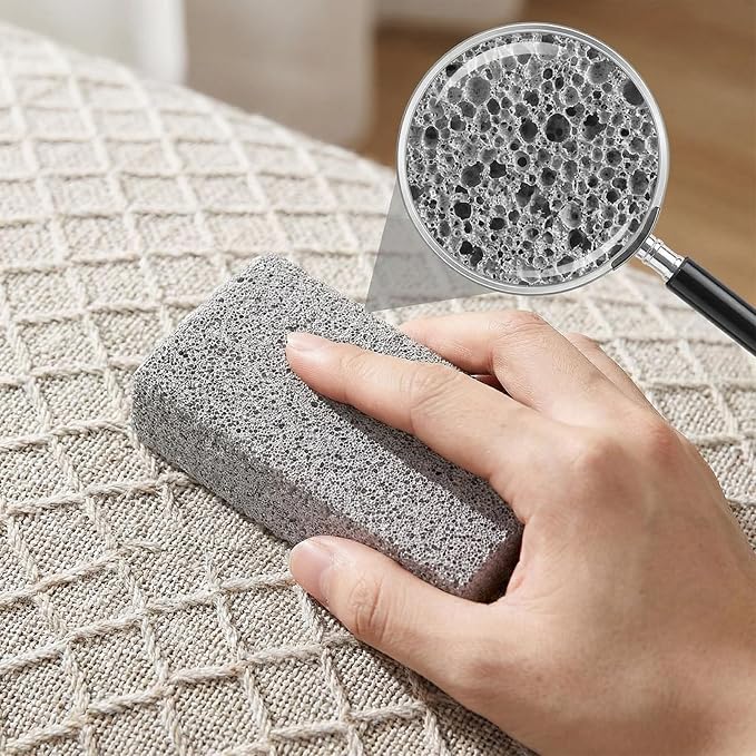 2 Pcs Pet Hair Remover Pumice Stone Dog Cat Fur Removal Cleaner Pet Hair Block Cleaning Tool for Car Interior Couch Furniture Bedding Carpet Household Pets Grooming Supplies(3.94 x 2 x 1.38 Inch,Gray)