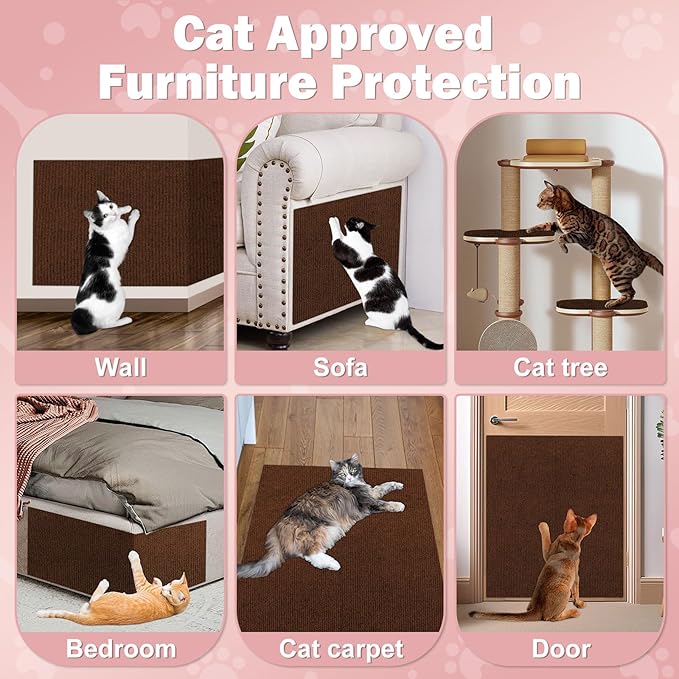 ENONCI Cat Scratcher Pad,47.2"x15.8" Scratching Mat,Trimmable Anti Scratch Bed Couch Wall Corner Furniture Protector from Cat Claws,Easy Use for Cat Carpet/Door