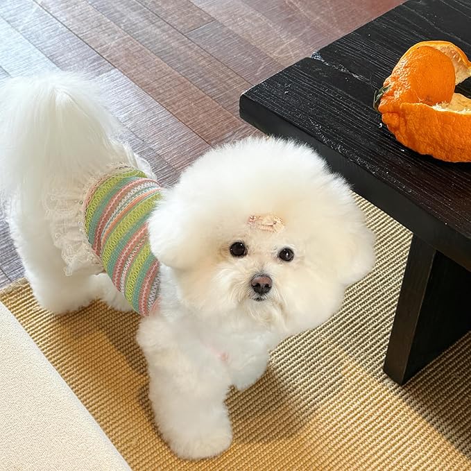 Colorful Openwork Knitted Dog & Cat Clothes - Stylish Pet Tank Top & Skirt for Small Dogs, Cats, Puppies & Kittens, Breathable Comfortable Cozy Pet Clothing