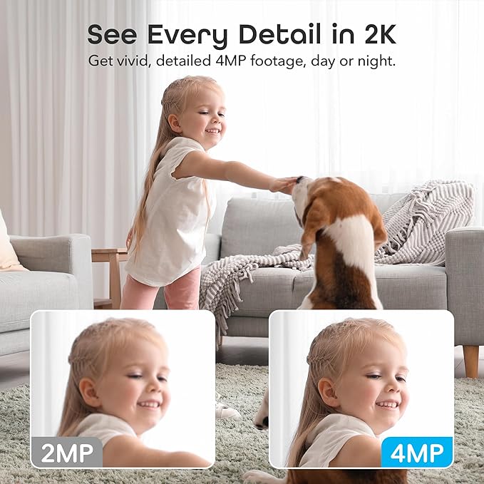 Geeni Scope Ultra 2K 360° Smart Indoor Camera, 1440p HD Auto-Tracking, Dual Band WiFi 2.4GHz 5GHz, Alexa & App Control, Wall Mountable, White