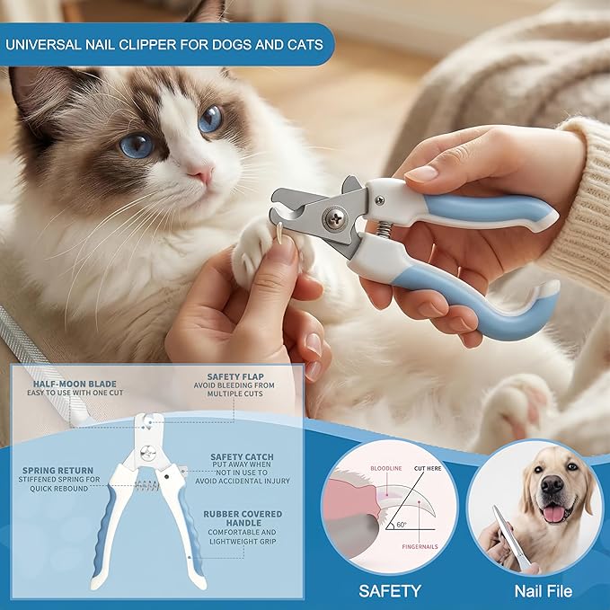 19PCS Dog Bath Kit & Dog Brush Kit for Dogs & Cats - Professional Pet Grooming Tools Set with Shedding Brush, Bath Scrubber, Dematting Comb & Storage Bag - Complete Dog Washing Essentials, Blue
