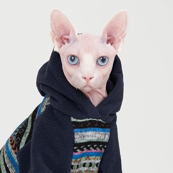 Sphynx Cat Hoodie SweaterWarm Fleece Sweater for cat, Knit Fleece Dog Clothes for Kitten Small Medium Dogs (X-Large)