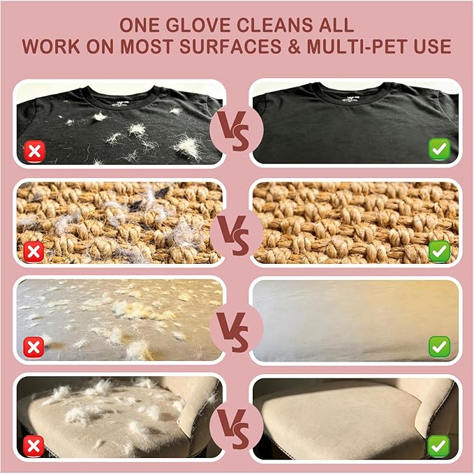 WoofPick Newly Upgraded 2PCS Pet Hair Remover Gloves - Electrostatic Cat Dog Hair Remover, Efficient Magic Brush Pet Hair Remover Tool for Furniture, Couch, Clothes & Car, Washable & Reusable