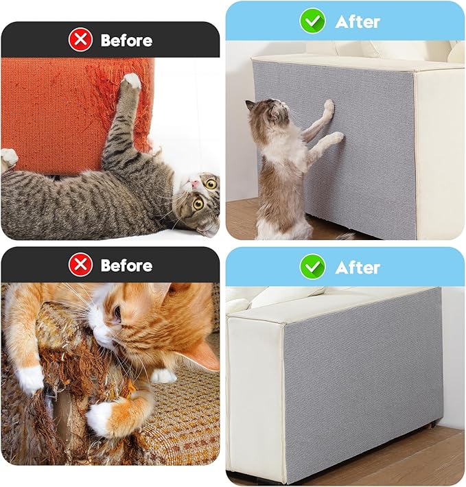 Cat Scratch Furniture Protector – Self-Adhesive Nano Gel, Residue-Free Removable & Reusable Couch Guard, Cuttable for Sofa Arms, Sides, Chair Backs, Bed Edges & Door Frames,78.7"x15.7",Light Grey