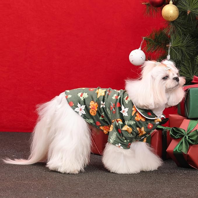 CuteBone Two-Leg Velvet Pet Christmas Pajamas Girl Dog Clothes - Soft, Cozy, and Stretchy Boy Pjs for Small, Medium Dogs and Cats Winter Sleepwear Apparel LTP15S