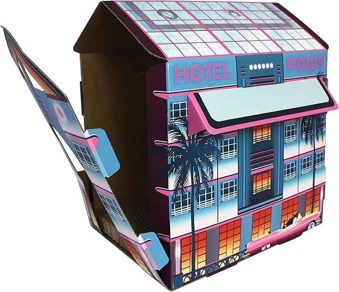 American Cat Club Cat House with Scratcher & Catnip included - Miami Hotel Vibes
