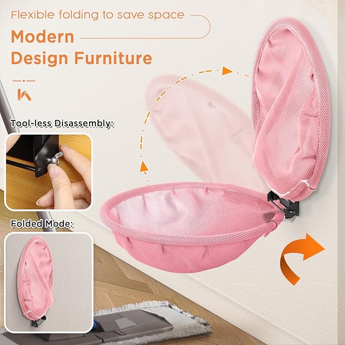 JUNSPOW Cat Hammock Wall Mounted, Foldable & Stable Cat Beds- Breathable Cat Wall Shelves for Sleeping, Playing, Climbing, and Lounging - Maximum Hold Up to 30lb (Pink)