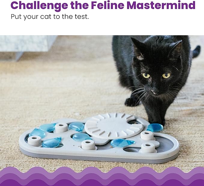 Catstages Nina Ottosson Rainy Day Puzzle & Play Cat Puzzle Feeder – Interactive Treat Game for Indoor Cats, Level 3 Slow Feeder Enrichment Toy, 13.8" x 14"