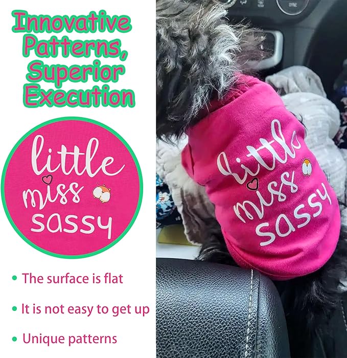 Paiaite Dog Clothes Fashionable Sleeveless Pet Vest: 'Little Miss Sassy' Printed Cotton Dog Shirt, Ideal for Small, Medium, and Large Breeds, Ensuring Comfort and Breathability Black 3XL