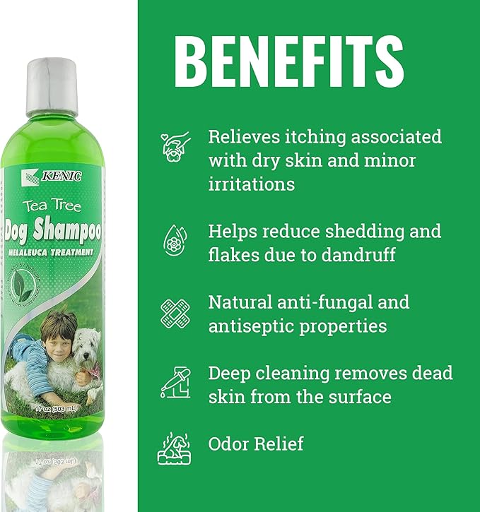 Kenic Tea Tree & Vitamin Pro Conditioning Pet Shampoo – Anti-Dandruff, Deep-Cleansing & Fast-Acting Anti-Itch Support, Made in USA