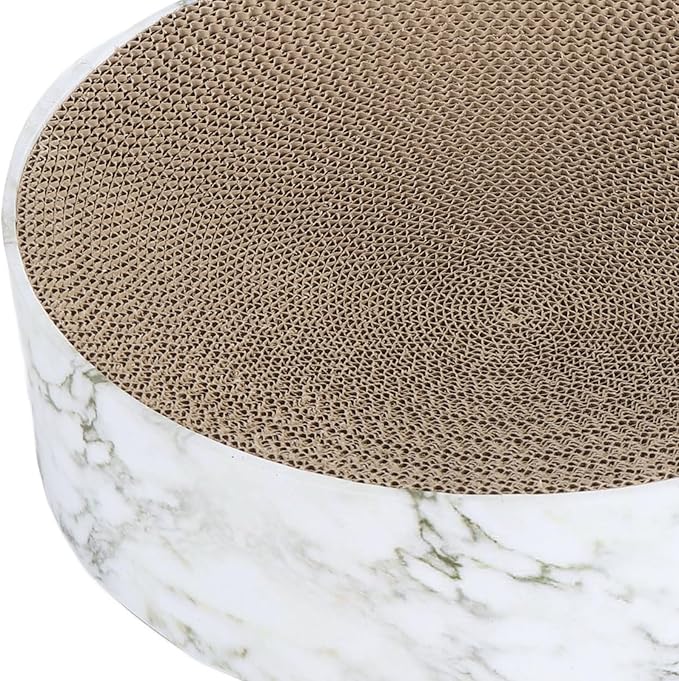 Round Cat Scratcher Bed, Corrugated Cardboard Scratching Pad Bowl for Medium Large Cats, Marbling Design Furniture Protector