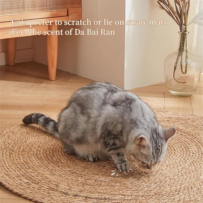 23.62In Extra Large Cat Scratcher Pad - Heavy-Duty Hand-Woven Cattail Mat, Long-Lasting for Large Breeds/Multi-Cat Households, Furniture Protector
