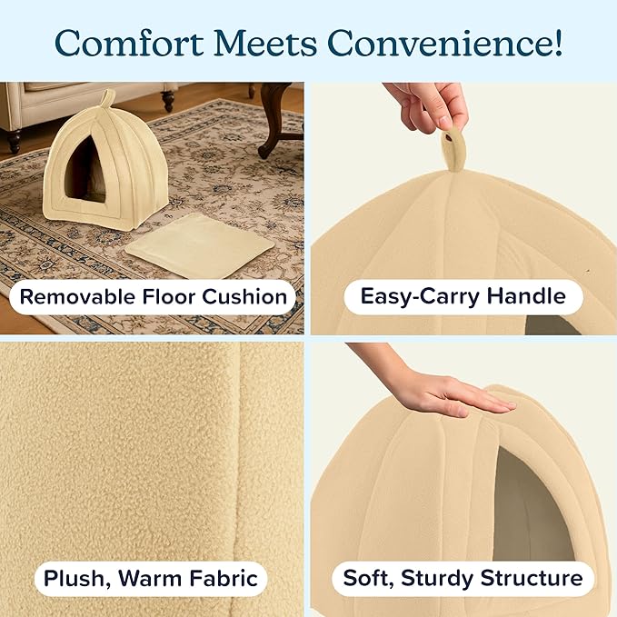 Cat House - Indoor Cat Bed with Removable Foam Cushion - Pet Tent for Kittens, Rabbits, Guinea Pigs, and Other Small Animals by PETMAKER