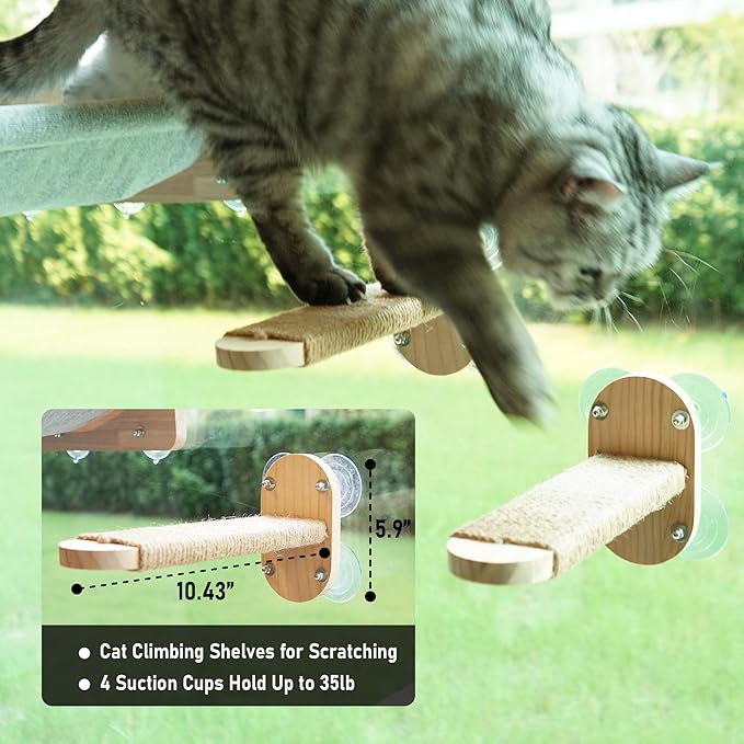2 Pack Cat Window Shelves, Durable Kiity Seat for Window Sill，Furniture Set with Jute Rope for Scratching, Kneading, Climbing