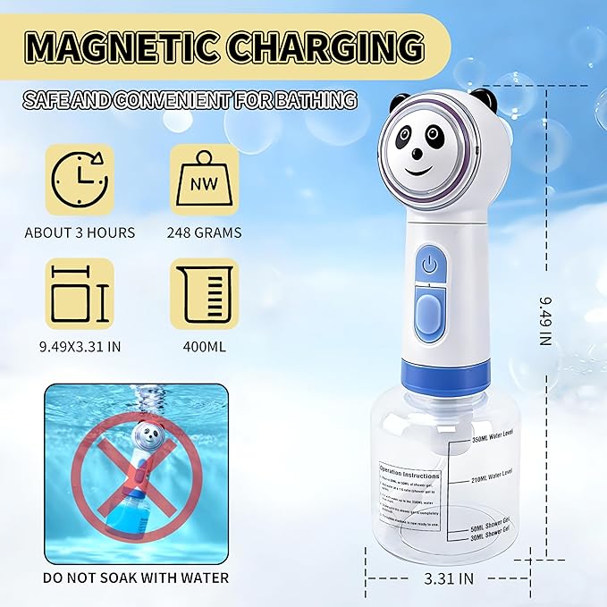 Electric Foaming Shampoo Dispenser for Dog&Cat Bath, Newly Upgraded Magnetic Rechargeable/Includes an Extra Charging Cable 2 Total, Automatic Foam Soap Sprayer for Multi-Surface Cleaning-Kitchen/Bath