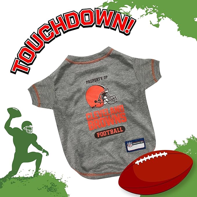 NFL Cleveland Browns Dog T-Shirt for Pets, Size Large. Officially Licensed Pet Shirt with Team Logo, Soft Stretchable Comfort Fit Apparel for Dogs & Cats