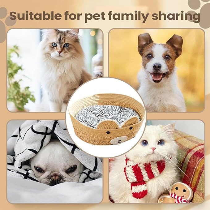 Weaving Cat Nests, Safe and Secure Pet Nest, 35x35x13cm, Cute Pet Bed for Indoor Cats Couch, Cat Bed Basket, Stylish and Functional Pets Furniture, for Lounging, Napping, Or Hiding