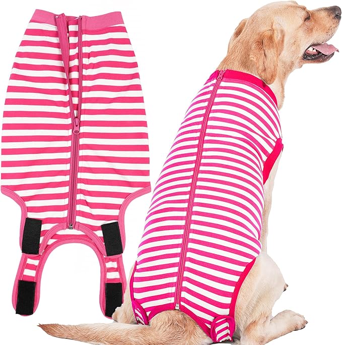 Dog Recovery Suit Post Surgery Shirt,Large Female Spay Wound Protective Suit,Pink XXL