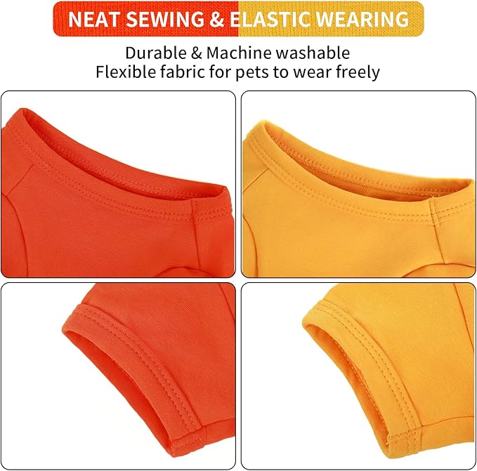 Koneseve Dog Shirts Breathable Cotton Dog Clothes Stretchy T-Shirt for Small Medium Large Dogs Cat Shirt Soft Puppy Outfit Kitten Apparel Pet Pullover Tee Blank Sweatshirt 2-Pack Yellow & Orange XL