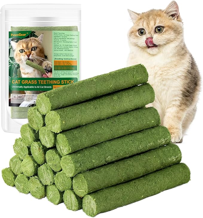 120g/4.23oz Cat Grass Teething Stick Hairballs,Chew Sticks for Cats,Catnip Toys Sticks Indoor Kitten Chew Stick (Green)