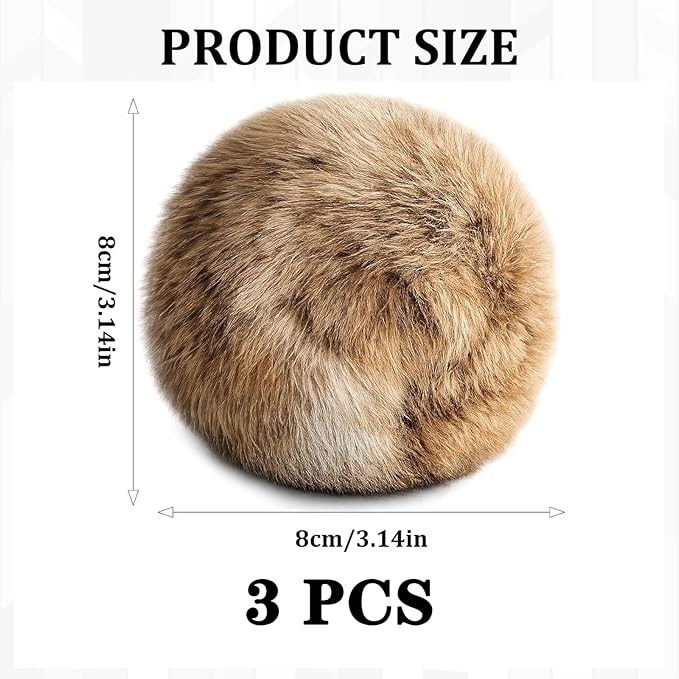 3 PCS Fake Rabbit Fur Ball Cat Balls, Fake Rabbit Fur Balls for Indoor Cats, Cat Kick Balls for Bunny Kicks and Interactive Play, Multi-Cat Household Rotation for Cats with Spiritual Motivation