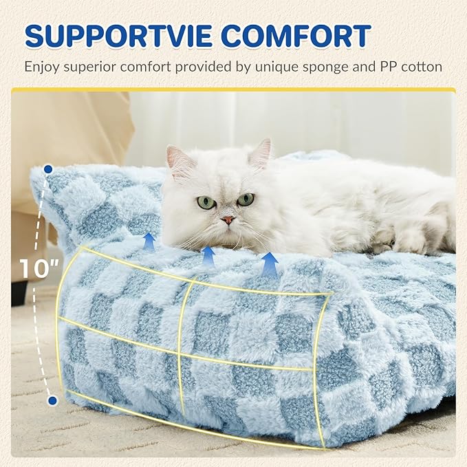 ABCPET Large Dog Bed Sofa, Fluffy Pet Bed for Medium and Large Dogs, Supportive Dog Couch Sofa for Dogs, Pet Sofas with Washable Cover & Non-Slip, 38 inch, Blue