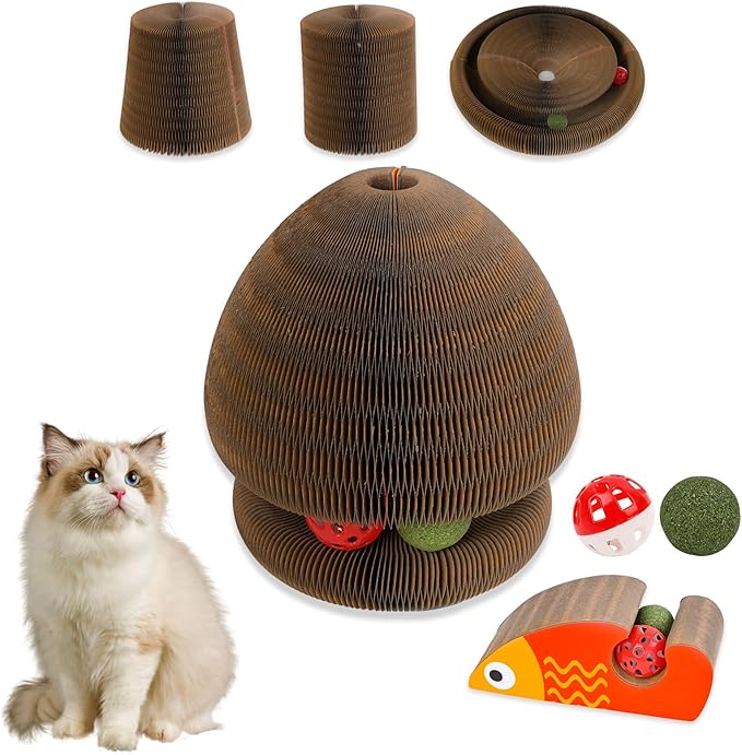 Cat Toys, Magic Organ Scratching Board, Reversible Interactive Cat Toys Scratching, Cardboard,Kitten Scratcher Pads with Catnip Ball(1PC)