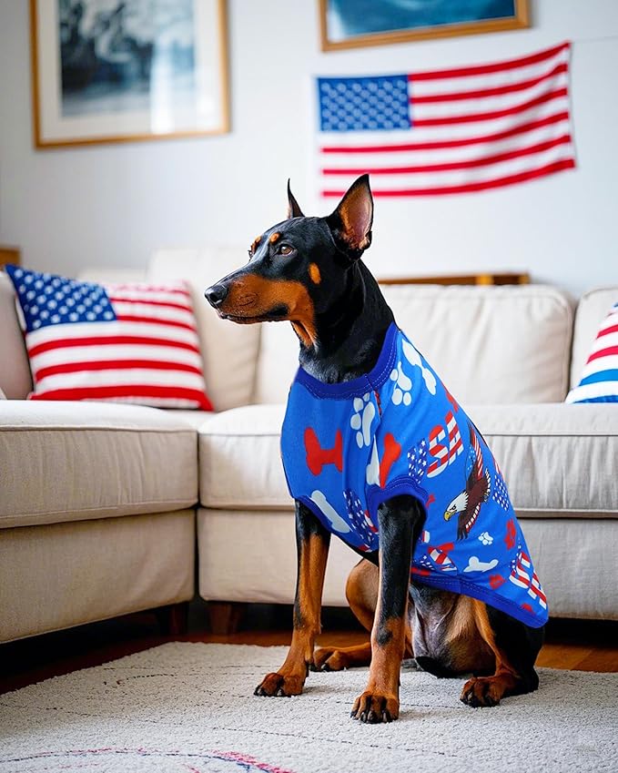 PET SHOW 4 Pack 4th of July Dog Clothes for Extra Large Dogs Patriotic Shirts Stripes Stars Vest American Flag T-Shirts for Independence Day Holiday Party Pets Tank Top Boy Girl(XXX-Large)