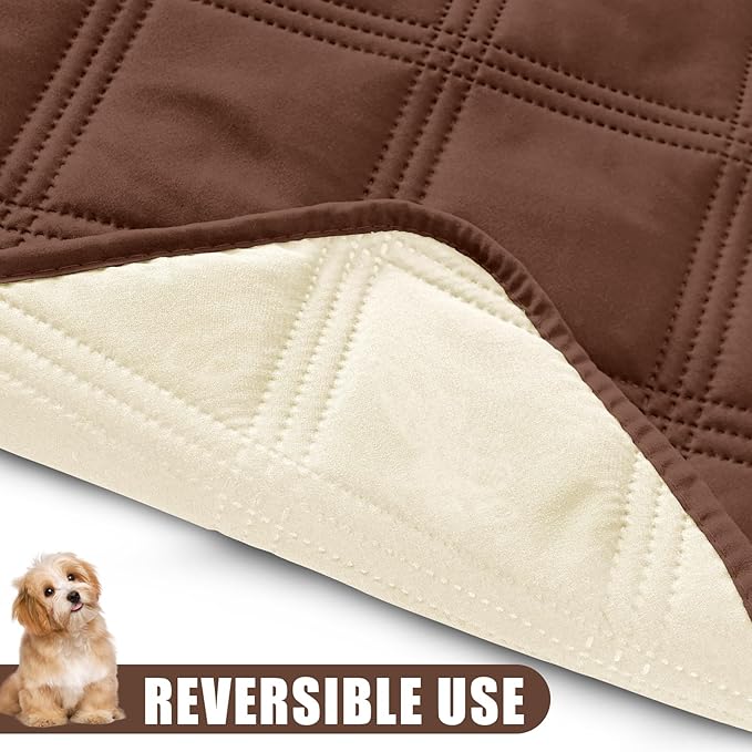 Smiry Waterproof Dog Bed Cover Blanket 30x53, Soft Reversible Pet Blanket, Washable Leakproof Cats Dogs Couch Cover for Sofa, Couch, Furniture, Brown/Beige