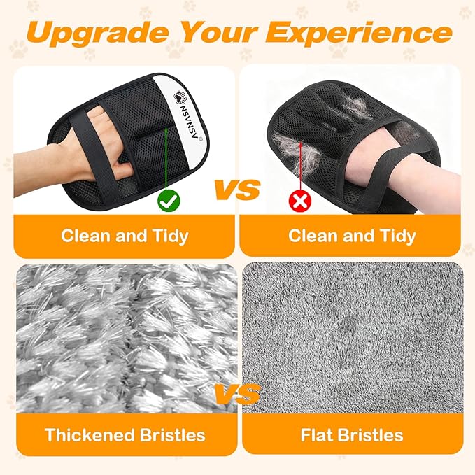 NSVNSV Pet Hair Remover Glove, Electrostatic Pet Hair Remover Glove for Cats Dogs, Reusable Magic Brush Pet Hair Remover for Bed, Clothing, Couch, Carpet, Car Seat
