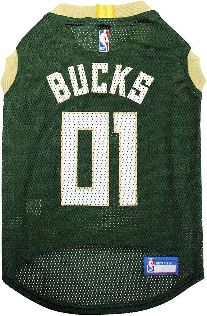 Pets First NBA MILWAUKEE BUCKS DOG Jersey, Small - Tank Top Basketball Pet Jersey