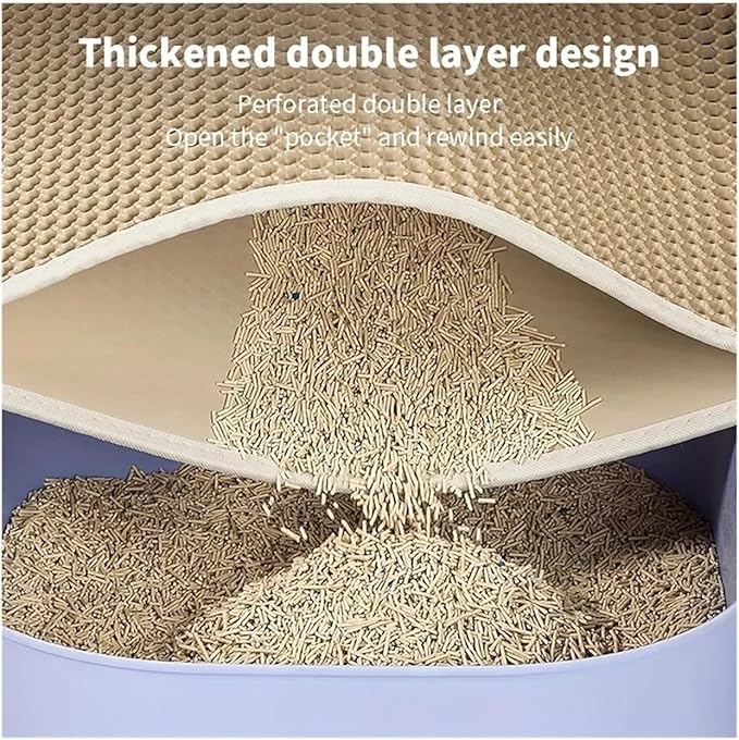 1Pc Large Size Cat Litter Honeycomb Double Layer Design,Urine Waterproof,Easy Cleaning,Scatter Control,Stay Clean(Black,S-40x50cm)