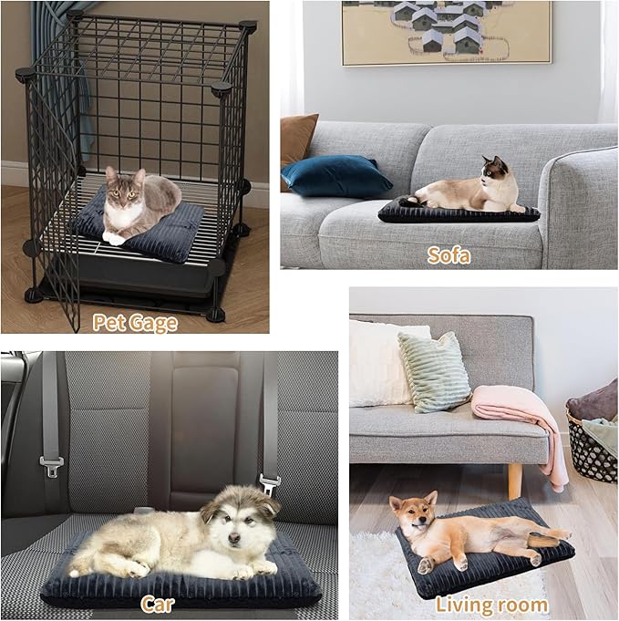 Self-Warming Cat Bed Pad 4 Pack 30x20 inches Self-Heating Cat Bed Mat Thermal Blanket for Indoor Cats & Dogs Stripes Gray