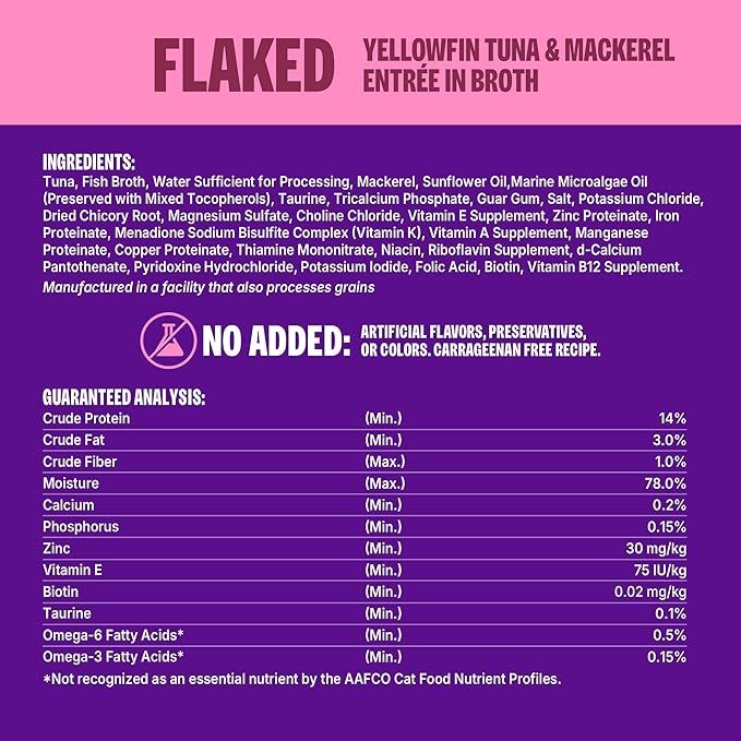 Wellness CORE Signature Selects Flaked Adult Canned Wet Cat Food, Natural, Protein Rich, Grain Free, Yellowfin Tuna and Mackerel Entrée Recipe, 2.8 oz, Pack of 12 Cans