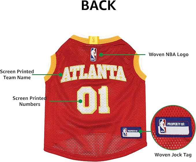 Pets First NBA Atlanta Hawks Dog Jersey, X-Small- Tank Top Basketball Pet Jersey