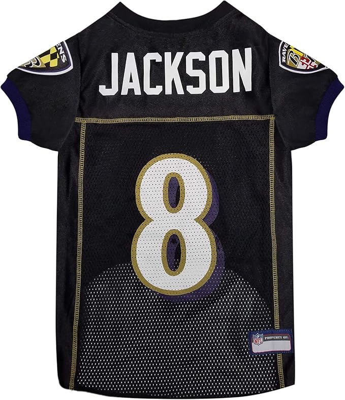 NFLPA Pet Jersey: Lamar Jackson #8 - NFL Baltimore Ravens Dog & CAT Mesh Jersey, Size: X-Large. Cutest Licensed by The NFL & NFLPA! Be a Real Fan & Support Your Team & Player Now!