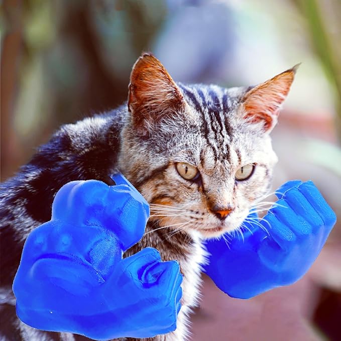 Cat Arms Muscle Arms for Cats Neck Funny 3D Printed Arm Cosplay Accessories (Blue)