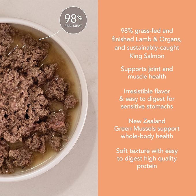 Feline Natural New Zealand Canned Catfood Wet Food, High-Meat, Low-Carb, & Grain Free Cat Food Wet, Lamb & Salmon Feast, 6 oz, Pack of 12
